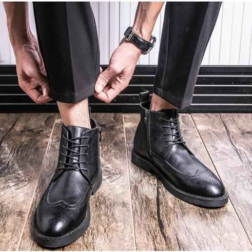 メンズ ブーツ ビジネスシューズ 革靴 サイドジップ ウイングチップ ショートブーツ 防水 快適 カジュアルブーツ デザートブーツ イング